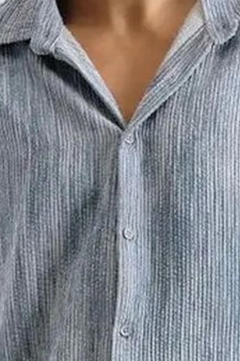 Giesto Maya Blue GIESTO Oversized Velvet Shirt for Men | Best Price UAE