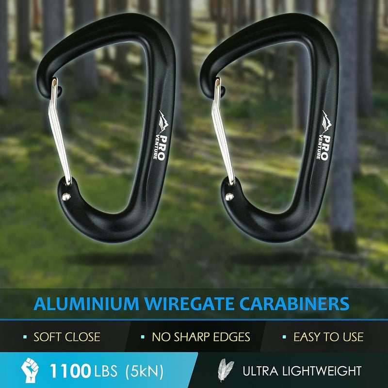 Pro Venture Hammock Straps and 2 Carabiners, 30+2 Loops, 1200lbs Breaking Strength (500lbs Rated) | 100% Non-Stretch, Lightweight, Portable Camping - Quick, Easy Setup | Heavy Duty + Tree Friendly - Image 3