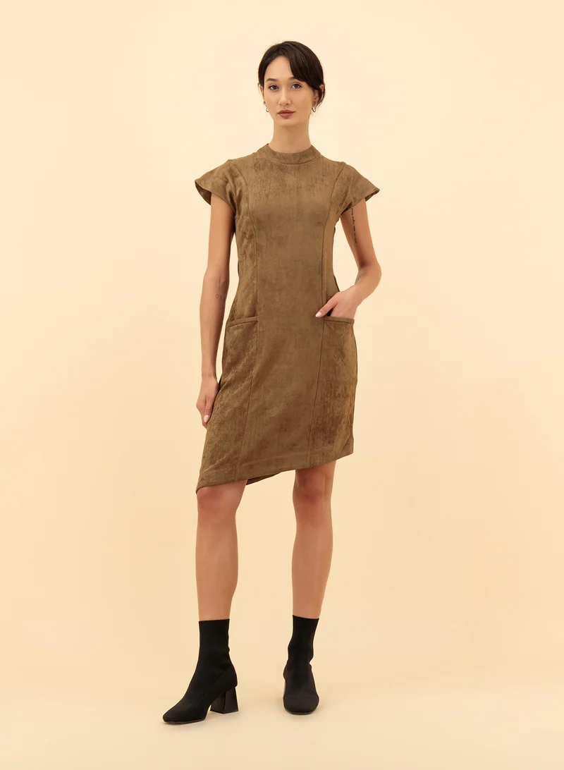 ZINALI A-Line Suede Dress