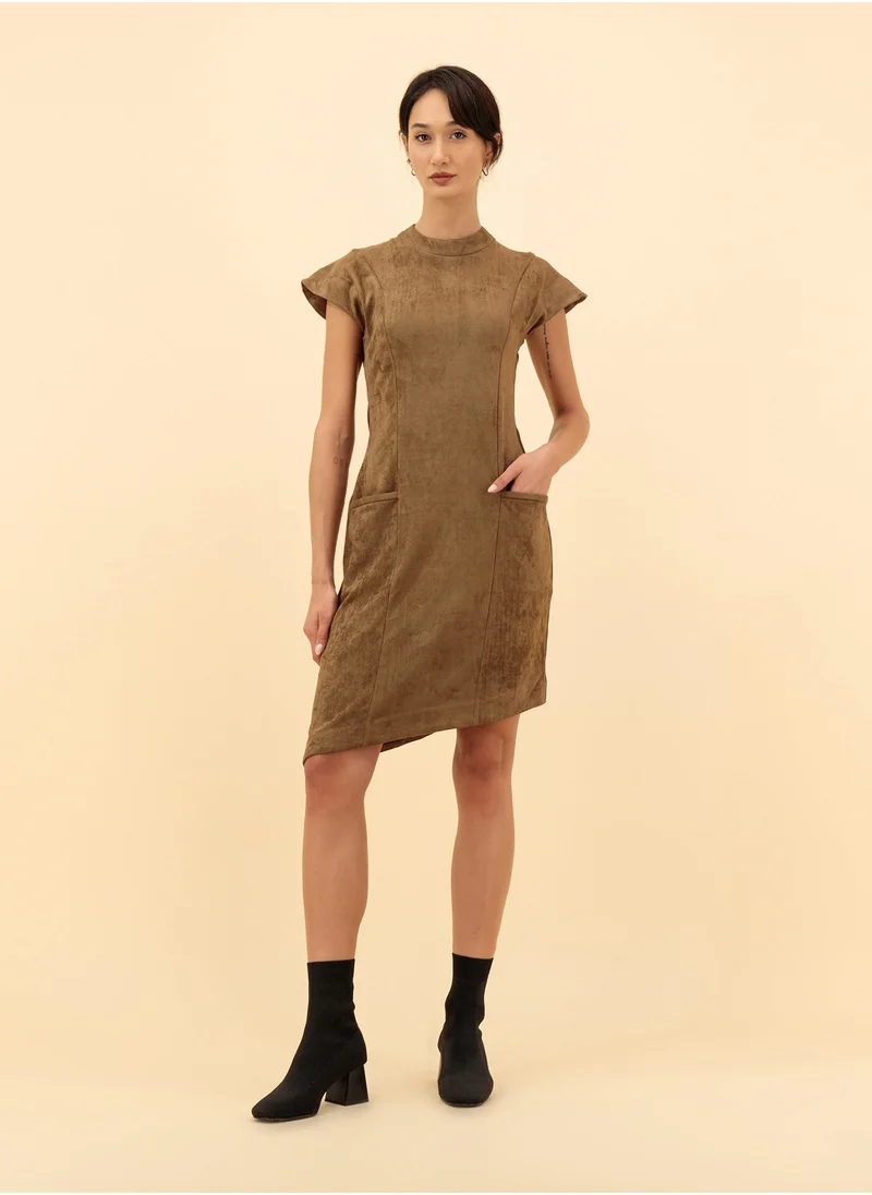 ZINALI A-Line Suede Dress