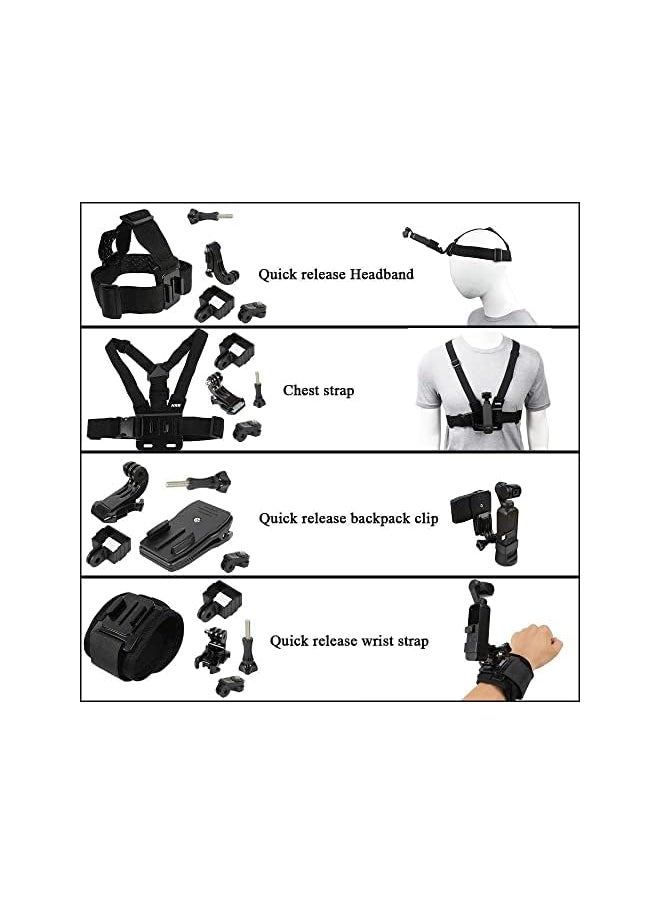 PELLKING - Accessories Kit for DJI Osmo Pocket,Osmo Pocket 2,New Quick Release Head Strap Mount + Chest Mount Harness + Backpack Clip Holder + 360°Rotating Wrist Strap - Image 1