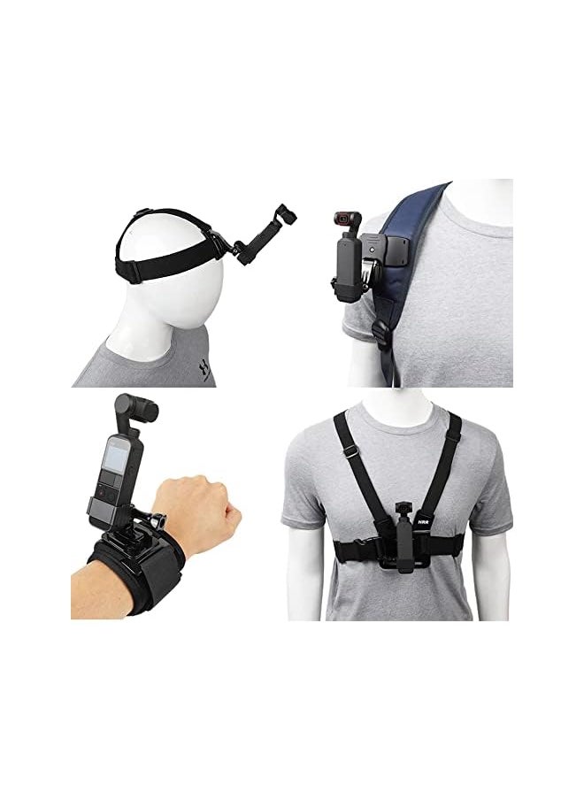 PELLKING - Accessories Kit for DJI Osmo Pocket,Osmo Pocket 2,New Quick Release Head Strap Mount + Chest Mount Harness + Backpack Clip Holder + 360°Rotating Wrist Strap - Image 1