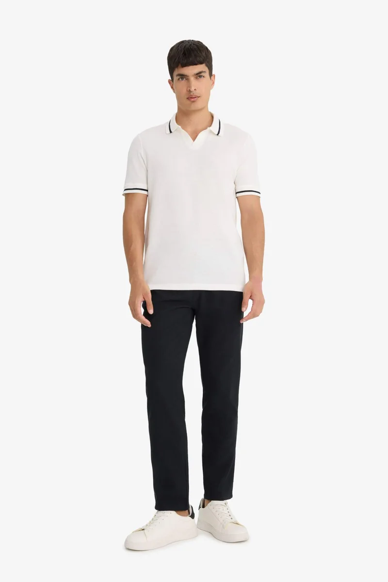 ديفاكتو Regular Fit Resort Neck Short Sleeve Polo T-Shirt
