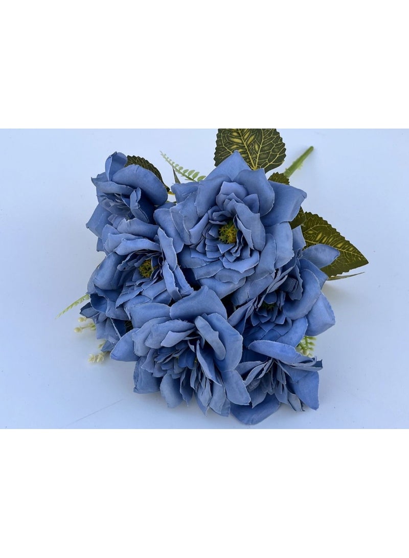 Huitich Artificial Rose Bouquet Elegant Faux Floral Arrangement Blue  - Image 2