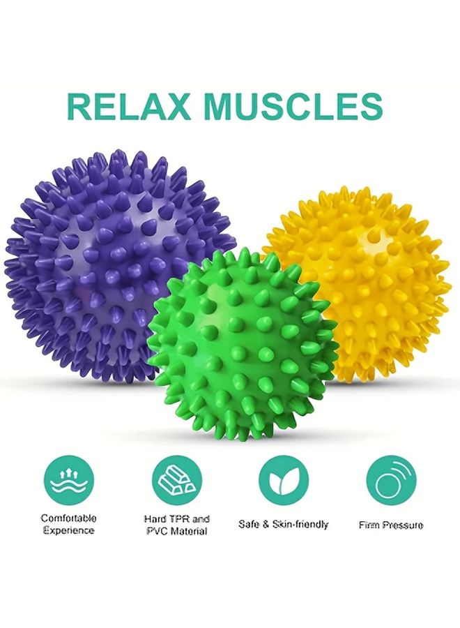 3 Pack Spiky Massage Balls Set for Deep Tissue Myofascial Release and Trigger Point Therapy - Image 2