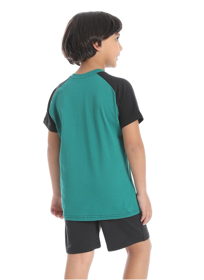 Caesar Boys printed cotton T-Shirt With Short Set  - Image 2
