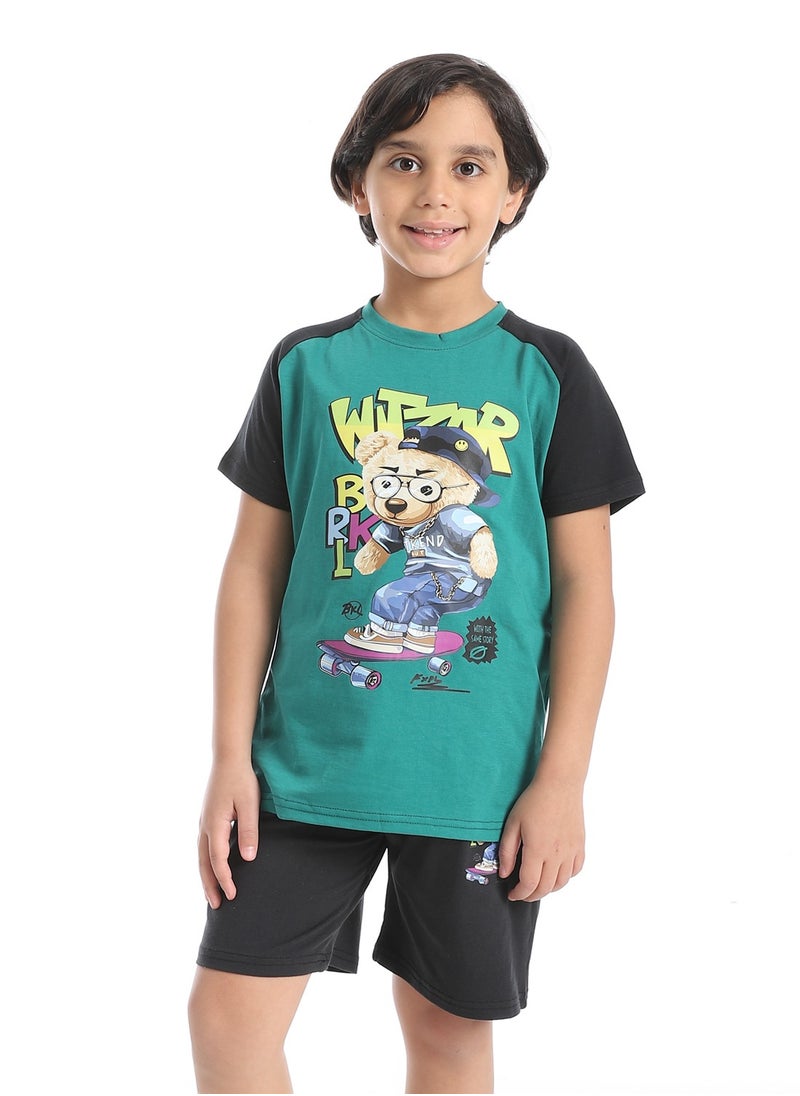 Caesar Boys printed cotton T-Shirt With Short Set  - Image 4