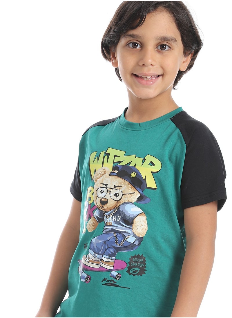 Caesar Boys printed cotton T-Shirt With Short Set  - Image 5