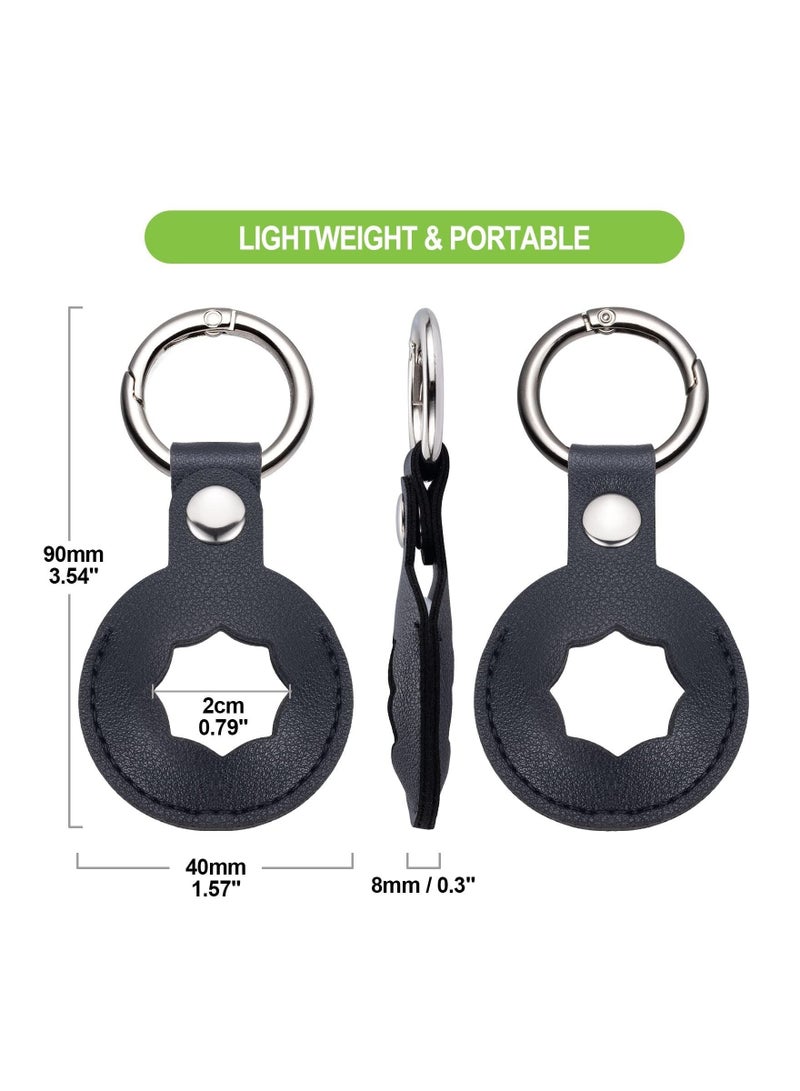 Captaintech Airtag Holder 4 Pack Air Tag Keychain for Apple Airtags Holder PU Leather for AirTags Protecting Cover Compatible Protective Case for Apple Air Tag Tracker, 4 Pack (Red, Grey, Navy Blue, Black) - Image 5