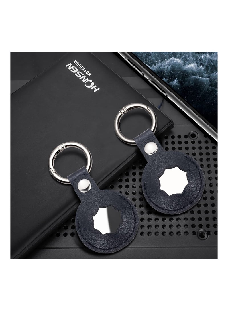 Captaintech Airtag Holder 4 Pack Air Tag Keychain for Apple Airtags Holder PU Leather for AirTags Protecting Cover Compatible Protective Case for Apple Air Tag Tracker, 4 Pack (Red, Grey, Navy Blue, Black) - Image 2