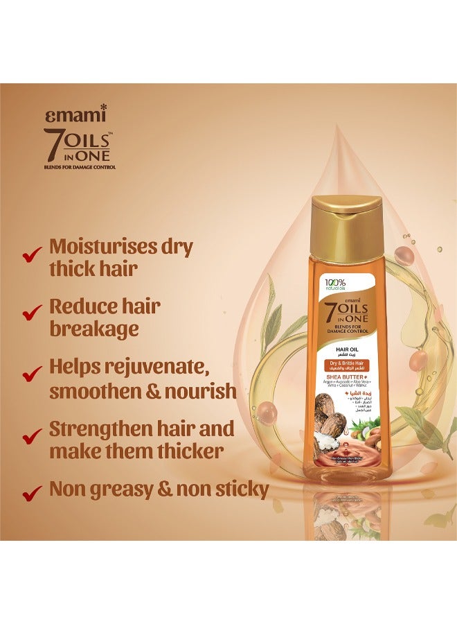 Emami 7 Oils in One Shea Butter Hair Oil – 300ml | 100% Natural Oils | Enriched with Shea Butter, Avocado & Argan Oils | Moisturizes Dry & Brittle Hair | For Thick, Strong & Shiny Hair - Image 2