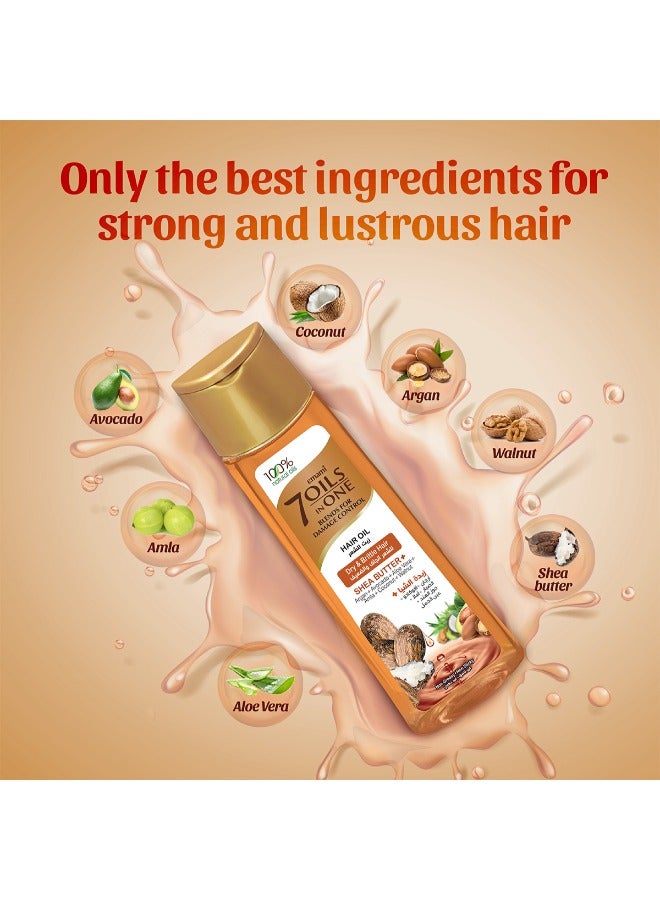 Emami 7 Oils in One Shea Butter Hair Oil – 300ml | 100% Natural Oils | Enriched with Shea Butter, Avocado & Argan Oils | Moisturizes Dry & Brittle Hair | For Thick, Strong & Shiny Hair - Image 3