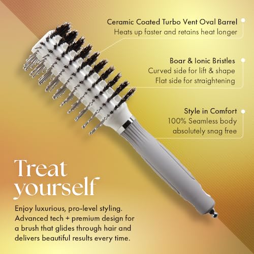 Olivia Garden فرشاة أوليفيا جاردن تيربو فينت بيضاوية توأمية & 100% شعر خنزير CIOVL-TWINMD (توأم متوسط) - Image 4