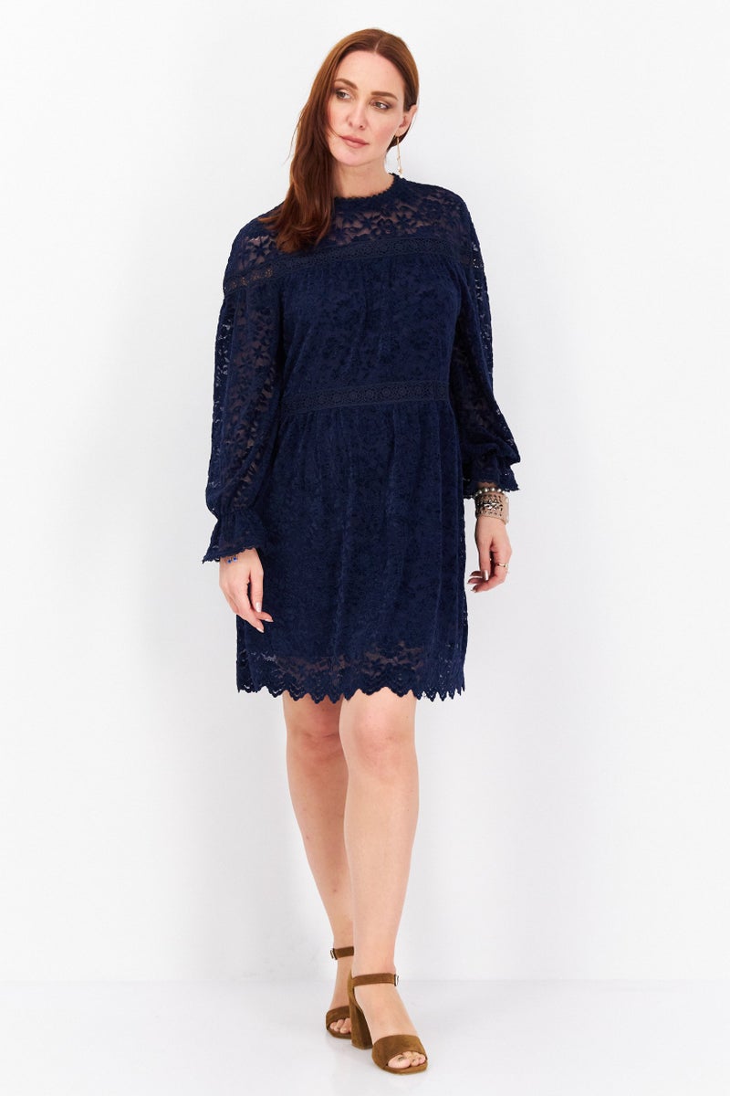 Tahari Women Textured Mini Dress, Navy - Image 3