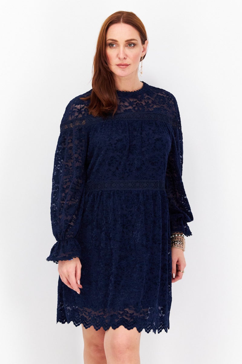 Tahari Women Textured Mini Dress, Navy - Image 1