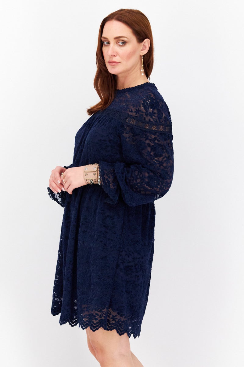 Tahari Women Textured Mini Dress, Navy - Image 2