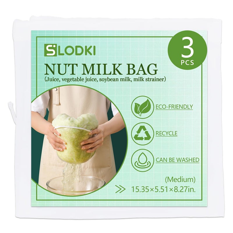 Slodki Cheese Cloth Bag For Straining, Nut Milk Bag - Reusable Straining Bags For Nut Milk, Soy Milk, Dumpling Fillings, And More - Image 1