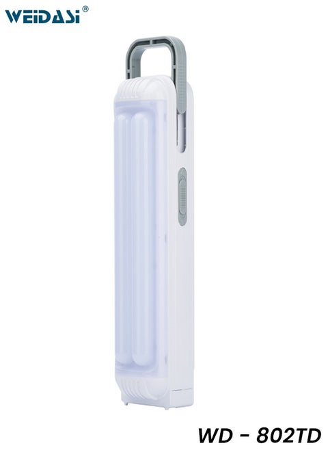 WEIDASI Rechargeable LED Emergency Light with AC/DC Charging, Dual Brightness Modes, Handle and Wall Mounting Option WD-802TD