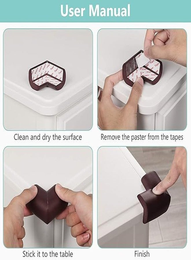 AESTROKE 4 Pack Soft Foam Baby Proofing Corner Guards & Edge Protectors, Pre-Taped Table Corner Protector,Soft Rubber Foam, Children Safety Furniture Desk Bumper, L Type,Brown - Image 2