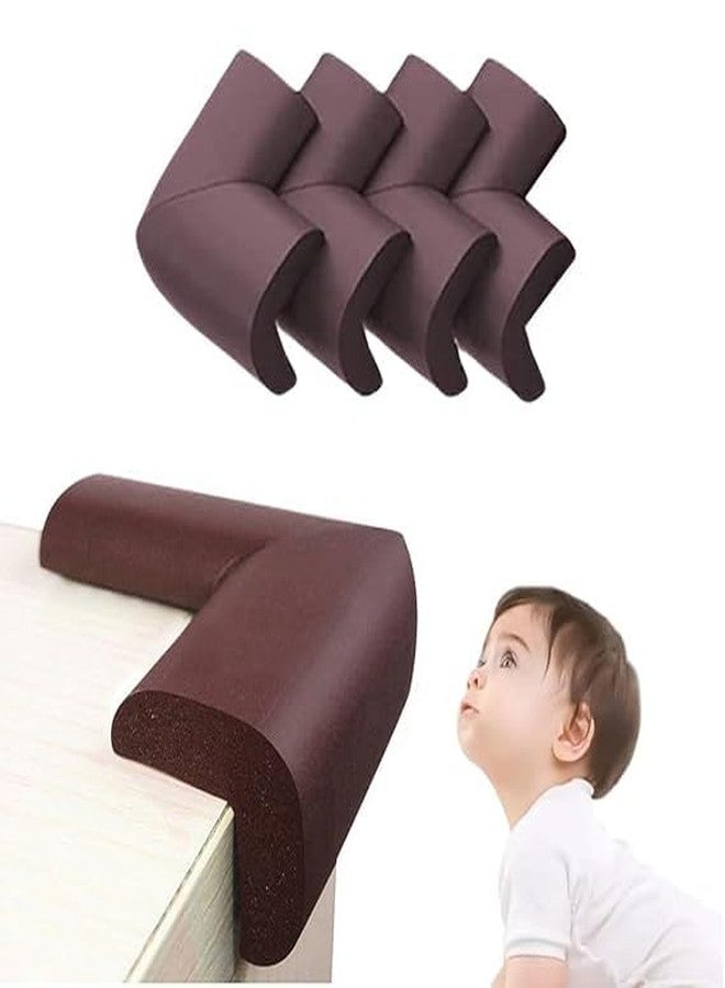 AESTROKE 4 Pack Soft Foam Baby Proofing Corner Guards & Edge Protectors, Pre-Taped Table Corner Protector,Soft Rubber Foam, Children Safety Furniture Desk Bumper, L Type,Brown - Image 1