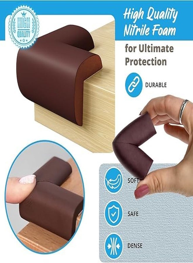 AESTROKE 4 Pack Soft Foam Baby Proofing Corner Guards & Edge Protectors, Pre-Taped Table Corner Protector,Soft Rubber Foam, Children Safety Furniture Desk Bumper, L Type,Brown - Image 5