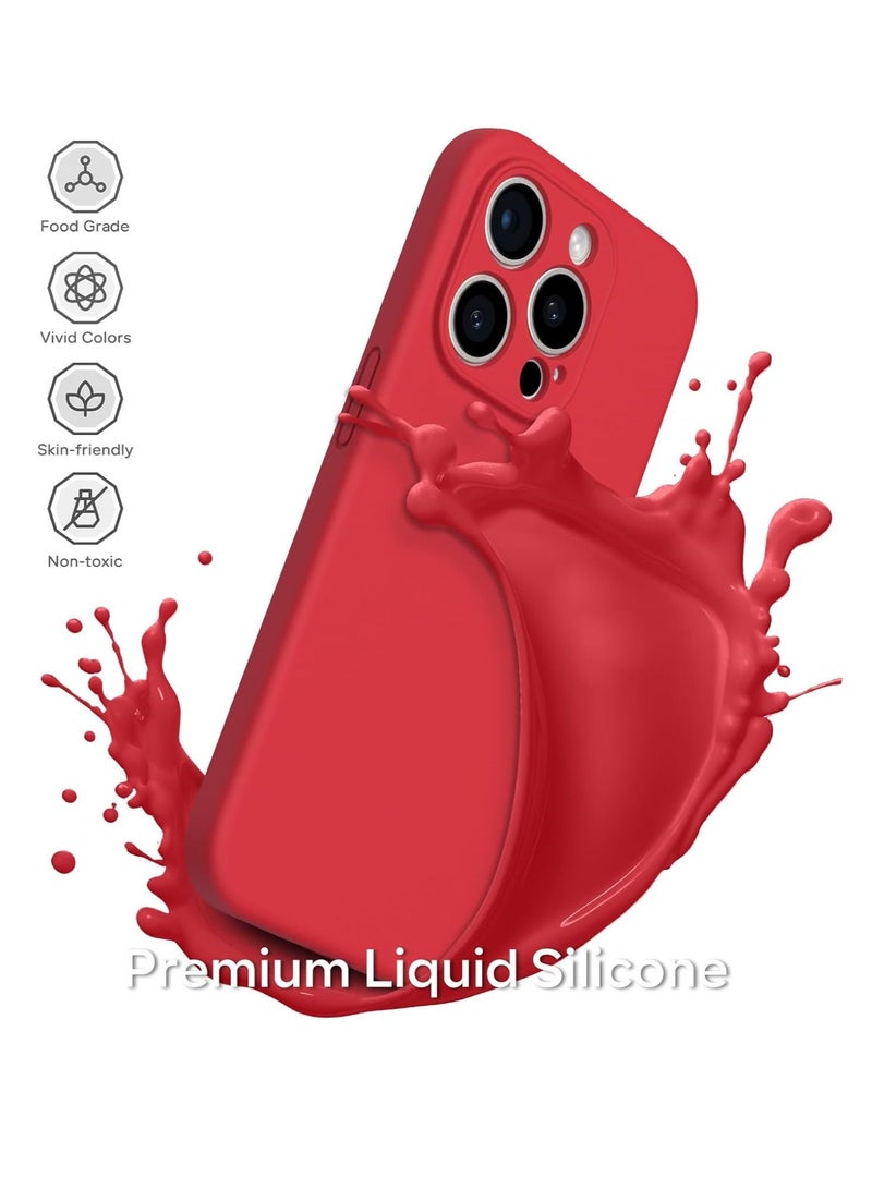 MUNTAQI iPhone 15 Pro Max Case 6.7" – Red, Silky-Soft Liquid Silicone, Shockproof Rubber, Includes 1 x Screen Protector - Image 3