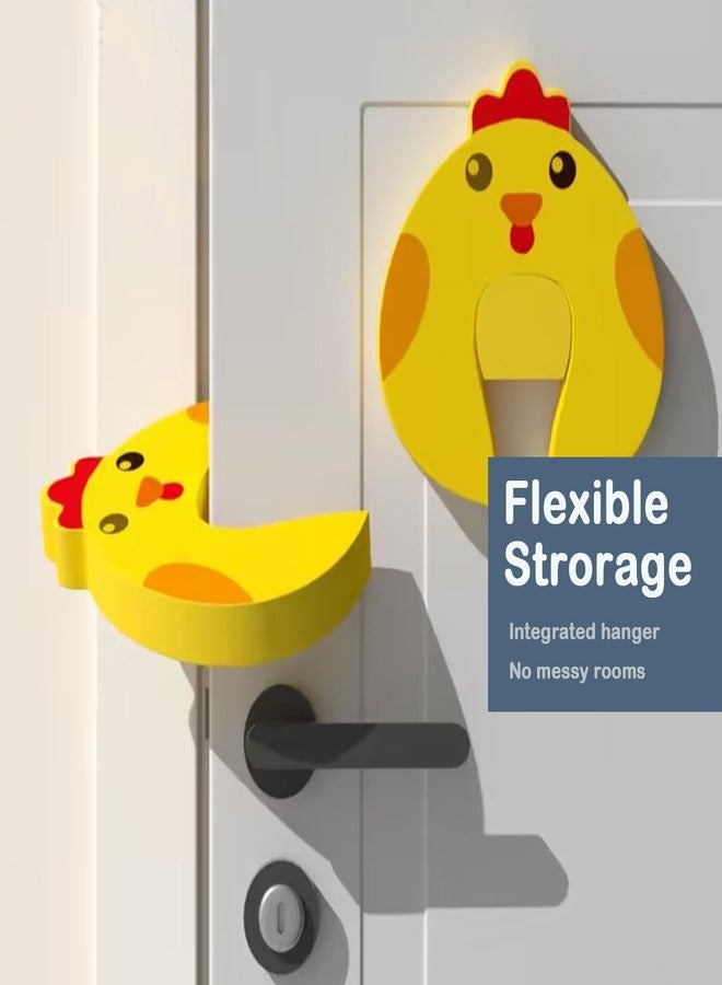 Leeonz Baby Cartoon Door Stopper, Children's Anti-Pinch Safety Creative Door Stop, Windproof Door Stopper to Prevent Closing, Baby Safety Door Card (2Piece,Yellow-Chicken) - Image 2