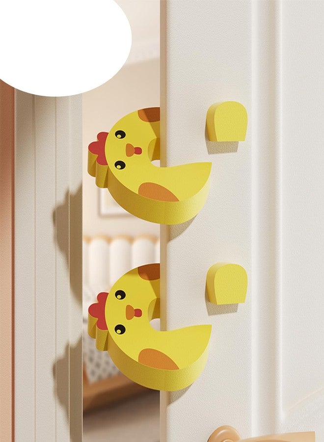 Leeonz Baby Cartoon Door Stopper, Children's Anti-Pinch Safety Creative Door Stop, Windproof Door Stopper to Prevent Closing, Baby Safety Door Card (2Piece,Yellow-Chicken) - Image 1