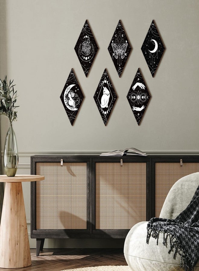 Qunclay 9 Pcs Boho Wall Decor Moon Phases Wall Art Minimalist Wooden Boho Room Decor Gothic Stars and Moon Pediments Rustic Hanging for Bedroom Living Room Farmhouse Decoration - Image 5