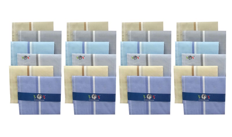 S4S Men's 100% Cotton Essential Handkerchiefs (Multicolor Assorted_42CM X 42CM_Pack of 24) - Image 1