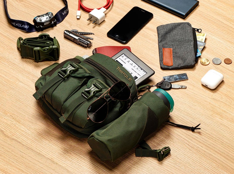 Tripole Polyester Multi-Utility Waist Pack and Sling Bag with Detachable Bottle Holder (Army Green) - Image 3