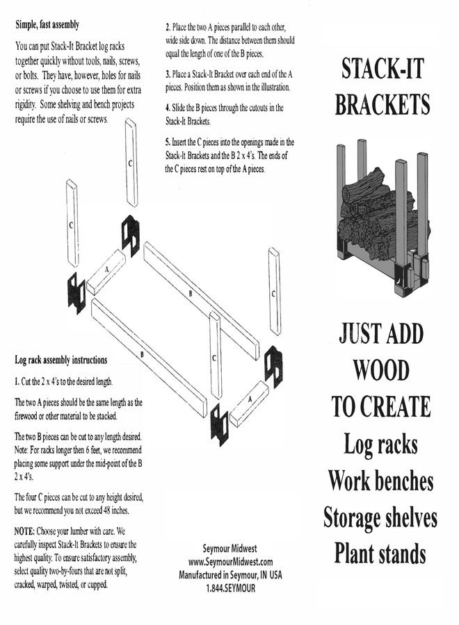 Seymour Stack-It Bracket Set, 4 Heavy-Duty Steel Brackets per Set - Image 3