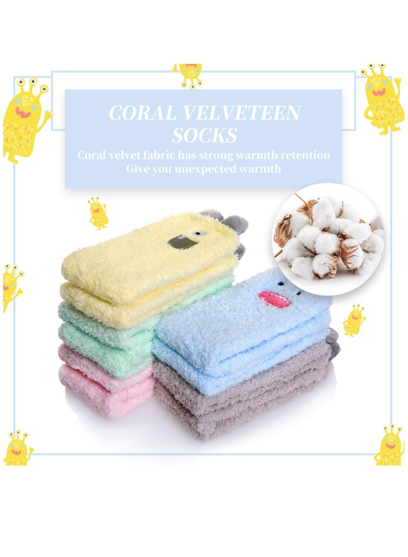 SYOSI Fuzzy Socks, Slipper Socks, 5 pairs Womens Soft Cute Funny Animal Designe Microfiber Slipper Socks Cozy Fuzzy Winter Warm Socks - Image 3