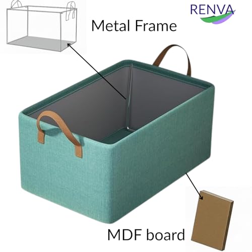 RENVA 10 PCS Collapsible Fabric Storage Cubes Organizer With Handles Foldable Storage Baskets For Organizing Toys,Books,Shelves,Closet,Large Storage Box With Handles,47 X 28 X 20 Cm (Colonial, 10) - Image 4