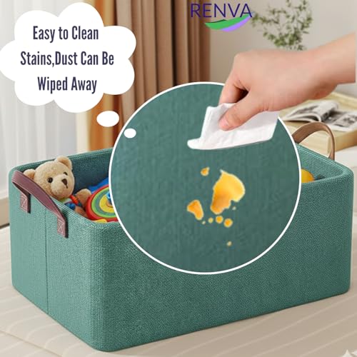 RENVA 10 PCS Collapsible Fabric Storage Cubes Organizer With Handles Foldable Storage Baskets For Organizing Toys,Books,Shelves,Closet,Large Storage Box With Handles,47 X 28 X 20 Cm (Colonial, 10) - Image 3