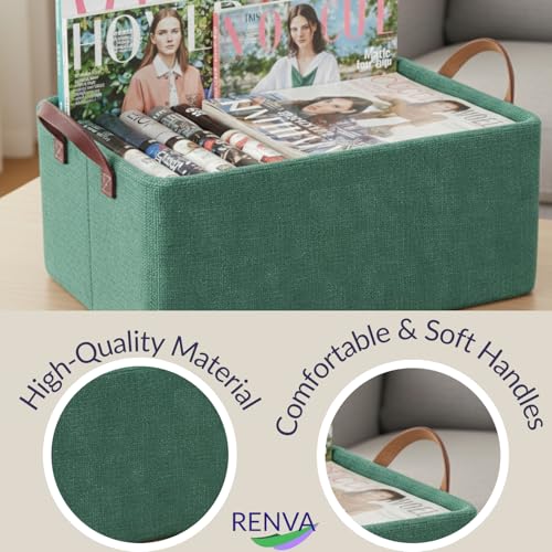 RENVA 10 PCS Collapsible Fabric Storage Cubes Organizer With Handles Foldable Storage Baskets For Organizing Toys,Books,Shelves,Closet,Large Storage Box With Handles,47 X 28 X 20 Cm (Colonial, 10) - Image 5