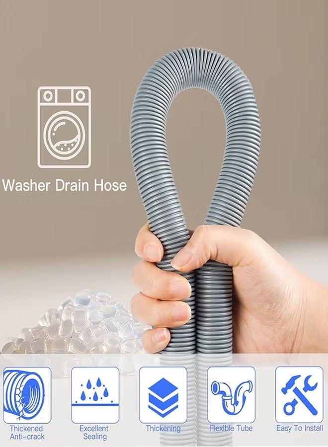 Washing Machine Drain Hose Pipe, Universal Drain Hose Extension Kit with 1 Adapter 4 Hose Clamps 1 U-Bend Hose Holder for Washer Dryer Dishwasher Applications (2M) - Image 5