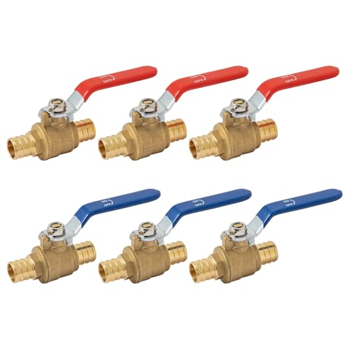 SUNGATOR 6-Pack Pex Ball Valve 3/4 Inch, Water Shut Off Valve, Brass Full Port Quarter Turn Crimp Pex Fittings for Hot and Cold Water, UPC Certified - Image 1