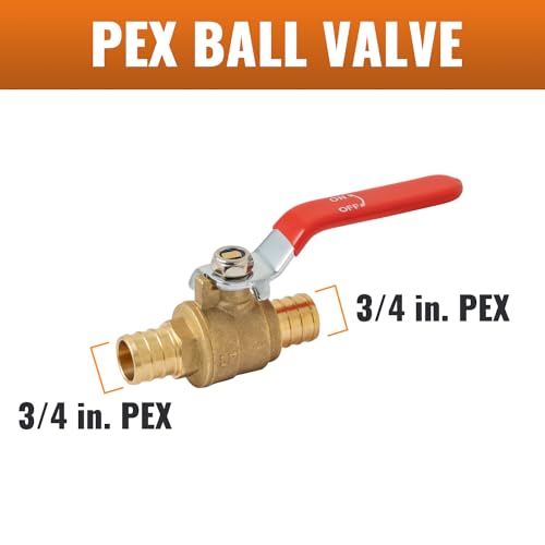 SUNGATOR 6-Pack Pex Ball Valve 3/4 Inch, Water Shut Off Valve, Brass Full Port Quarter Turn Crimp Pex Fittings for Hot and Cold Water, UPC Certified - Image 2