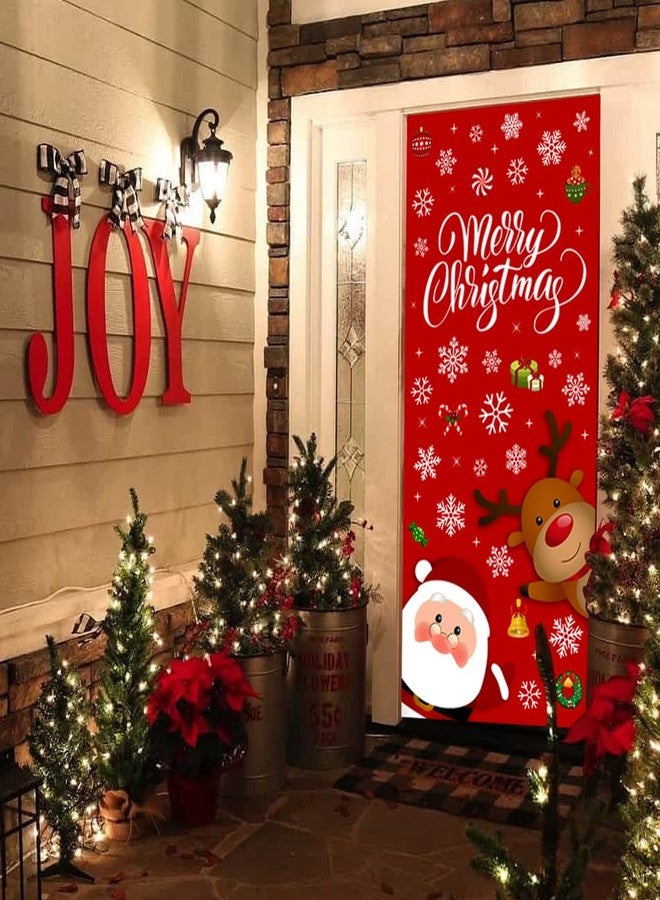 زينة أبواب عيد الميلاد اللطيفة من IMISHM، غطاء باب عيد الميلاد على شكل بابا نويل والأيل، زينة جدارية معلقة لعيد الميلاد، لافتة باب عيد الميلاد، زينة داخلية وخارجية لعيد الميلاد - Image 4