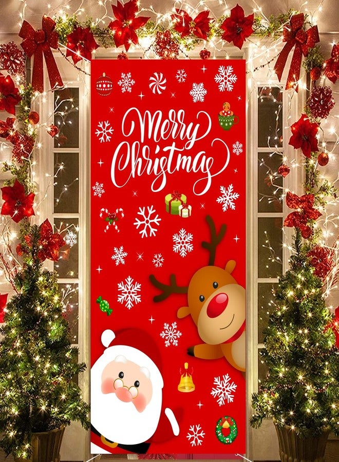 زينة أبواب عيد الميلاد اللطيفة من IMISHM، غطاء باب عيد الميلاد على شكل بابا نويل والأيل، زينة جدارية معلقة لعيد الميلاد، لافتة باب عيد الميلاد، زينة داخلية وخارجية لعيد الميلاد - Image 1