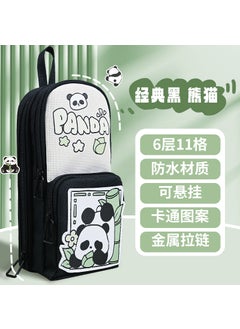 Male Astronaut Stationery Box Junior High School Students Large Capacity Pencil Box High Color Value Girl Primary School Students Cartoon Pencil BagJ001 Black Panda-Upgrade 6 Layer 11 J001 Black Panda-Upgrade 6 Layer 11