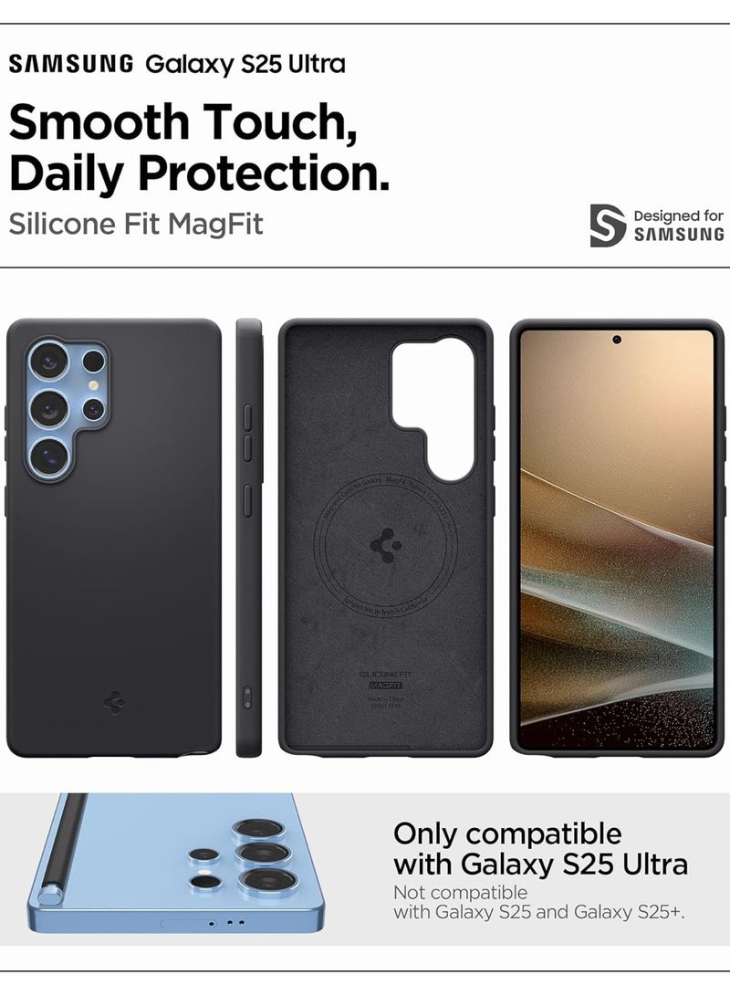 Spigen Silicone Fit MagFit for Samsung Galaxy S25 ULTRA Case Cover [Qi2 Certified / Magnet for Galaxy] (2025) - Black - Image 2