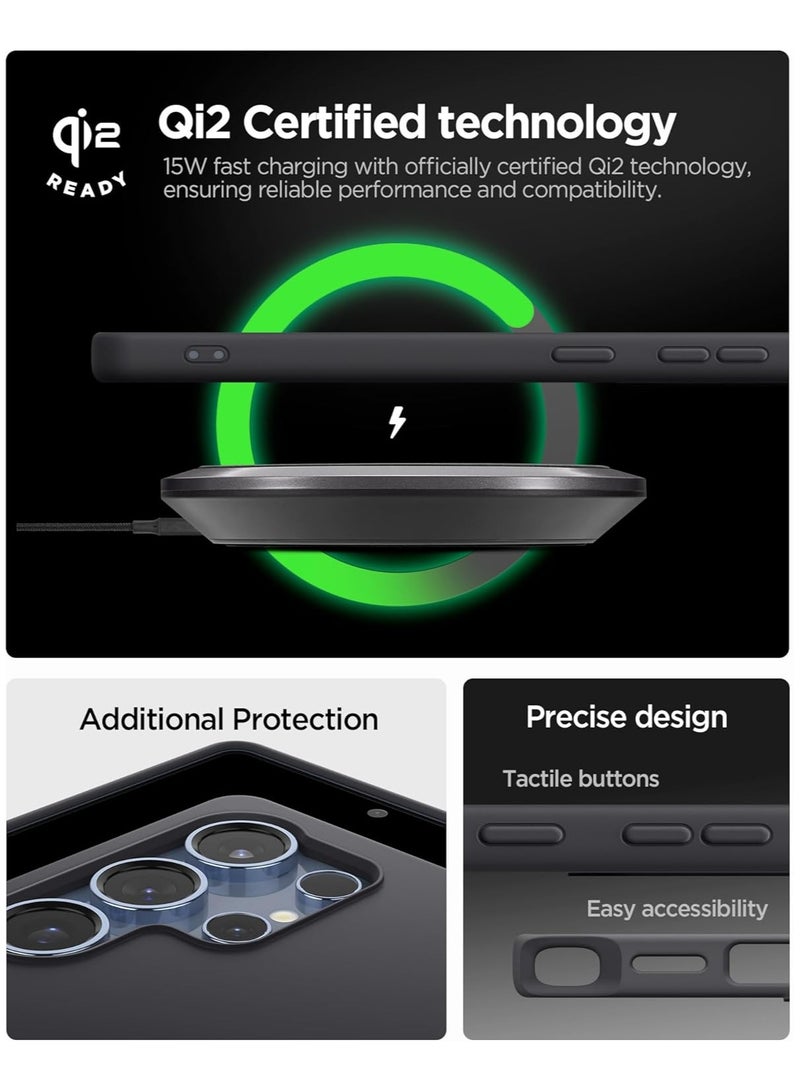Spigen Silicone Fit MagFit for Samsung Galaxy S25 ULTRA Case Cover [Qi2 Certified / Magnet for Galaxy] (2025) - Black - Image 3