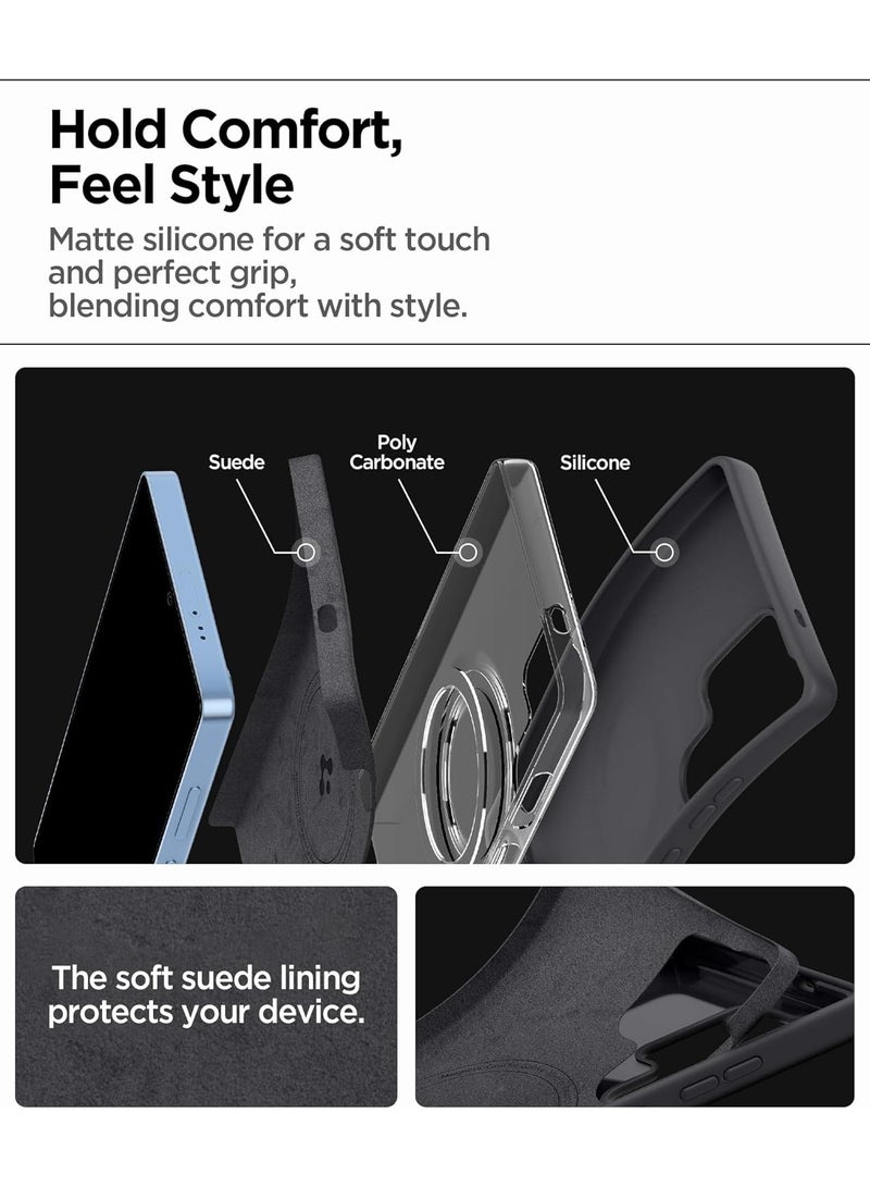 Spigen Silicone Fit MagFit for Samsung Galaxy S25 ULTRA Case Cover [Qi2 Certified / Magnet for Galaxy] (2025) - Black - Image 5
