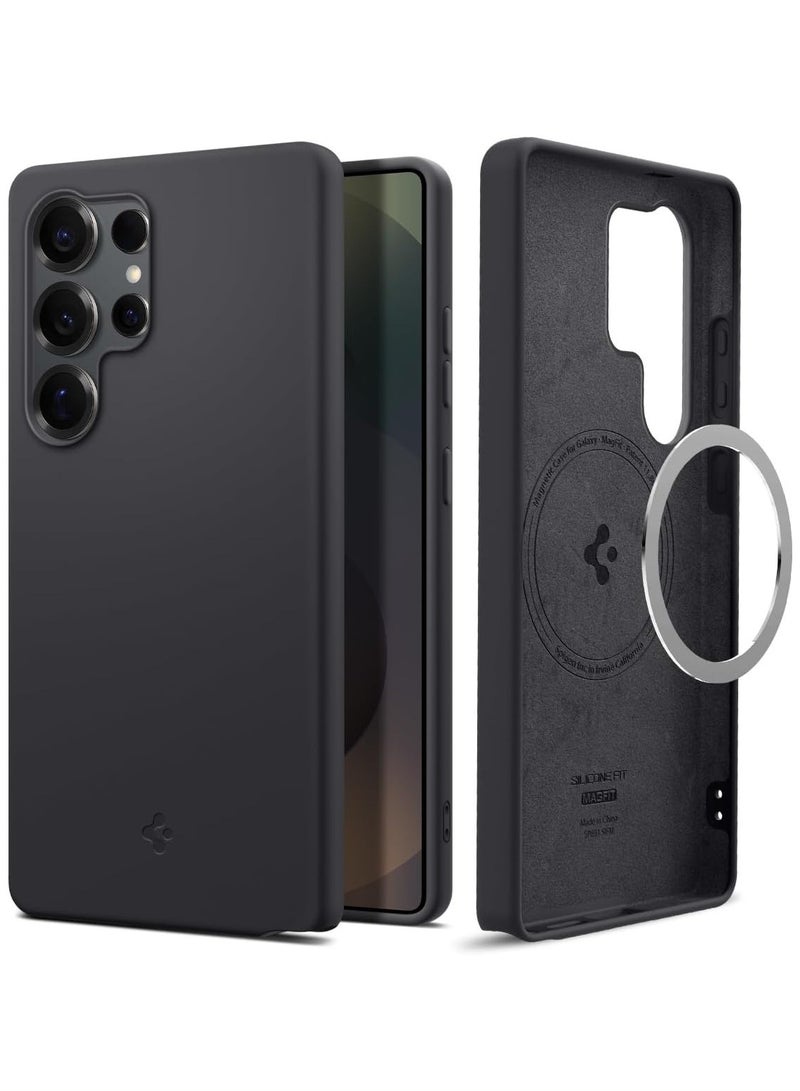 Spigen Silicone Fit MagFit for Samsung Galaxy S25 ULTRA Case Cover [Qi2 Certified / Magnet for Galaxy] (2025) - Black - Image 1