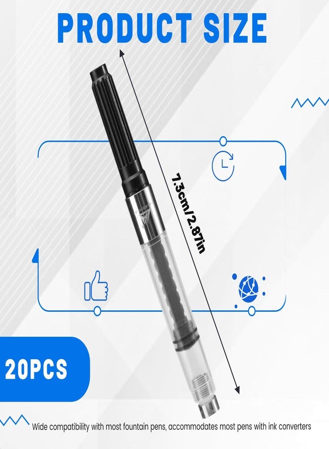 Bagentry 20 Pcs Refillable Universal Fountain Pen Ink Converter Screw-in Style, International Fountain Pen Ink Cartridge Converter, Standard Ink Converter Tool Fit for Most Pens (Caliber 2.6 mm) (20) - Image 2