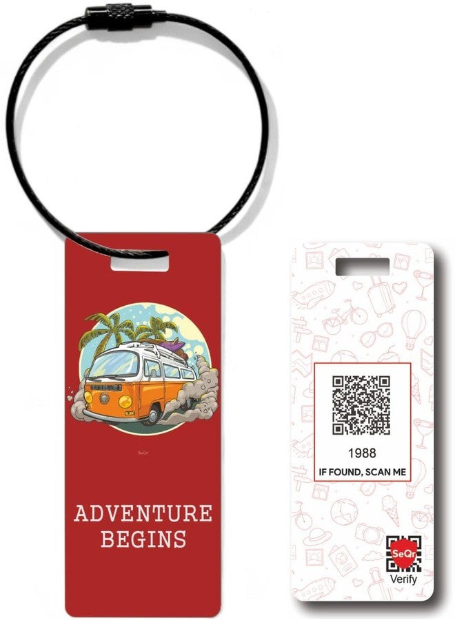 SeQr Smart QR Code Travel Bag Tag ? Lost & Found Custom Name Tag for Luggage, Backpack, Stroller & Vacation Use ? Waterproof Metal Tag with Wire Cable ? Scan & Contact Smart Travel Accessory - Image 1