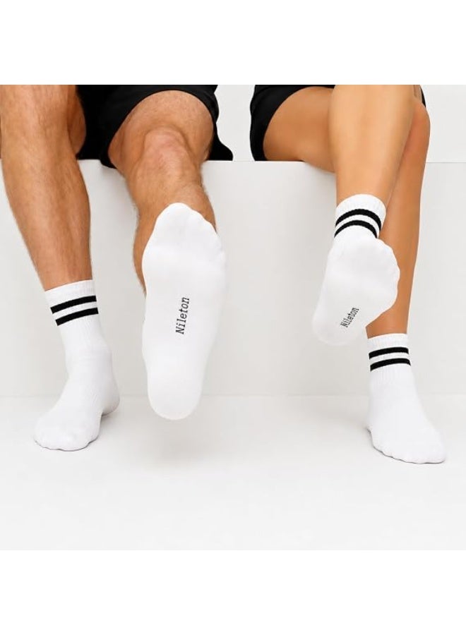Nileton Unisex Half Towel Cotton Crew Socks – Pack of 3 – Athletic Sports Socks with Stripes – Soft Cushioned Comfortable Half Teryy Socks for Men & Women - Image 3
