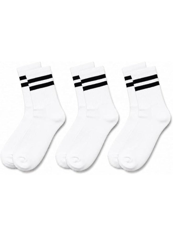 Nileton Unisex Half Towel Cotton Crew Socks – Pack of 3 – Athletic Sports Socks with Stripes – Soft Cushioned Comfortable Half Teryy Socks for Men & Women - Image 4